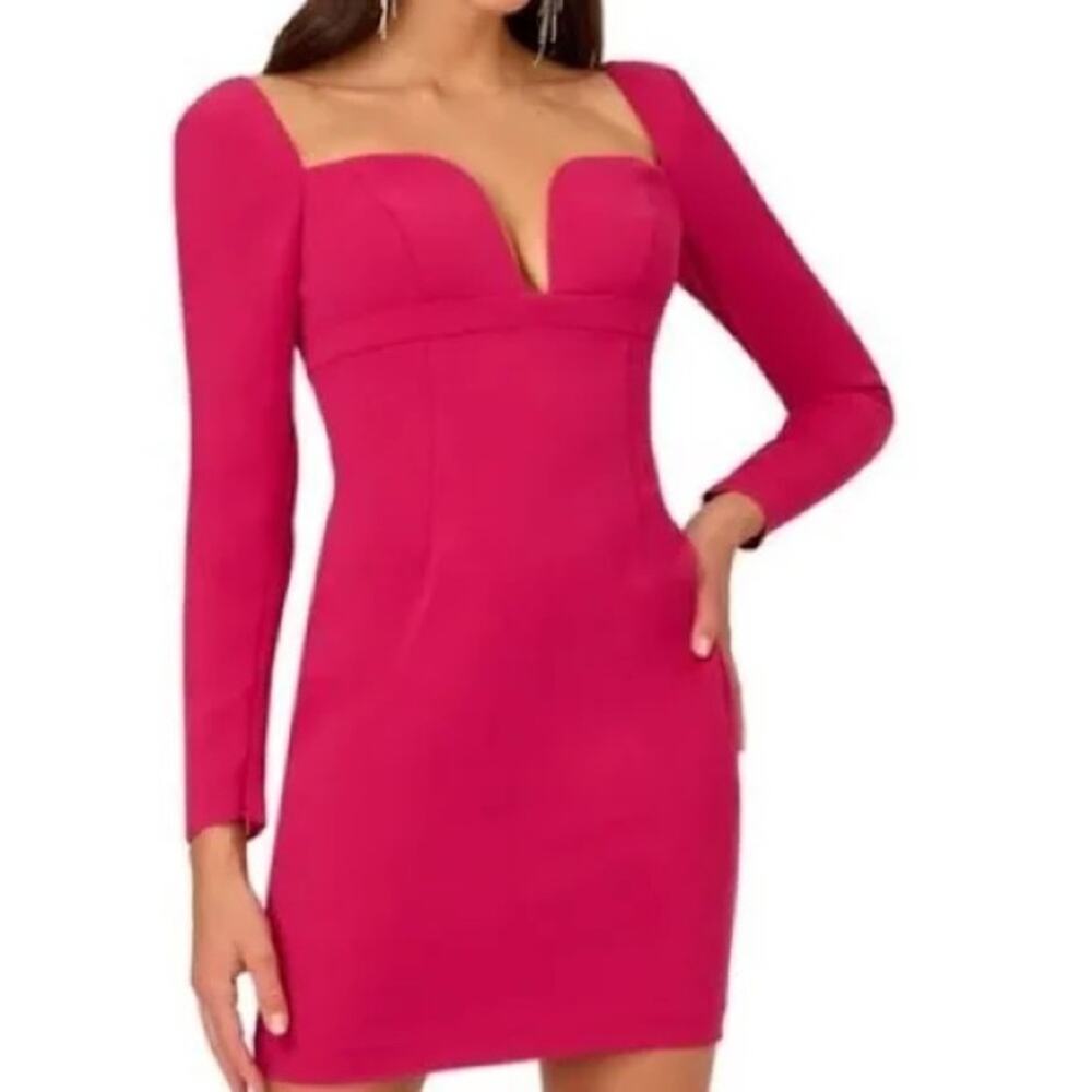 NWT Liv Foster Long Sleeve Magenta Cocktail Mini Dress Size 8 RR0854